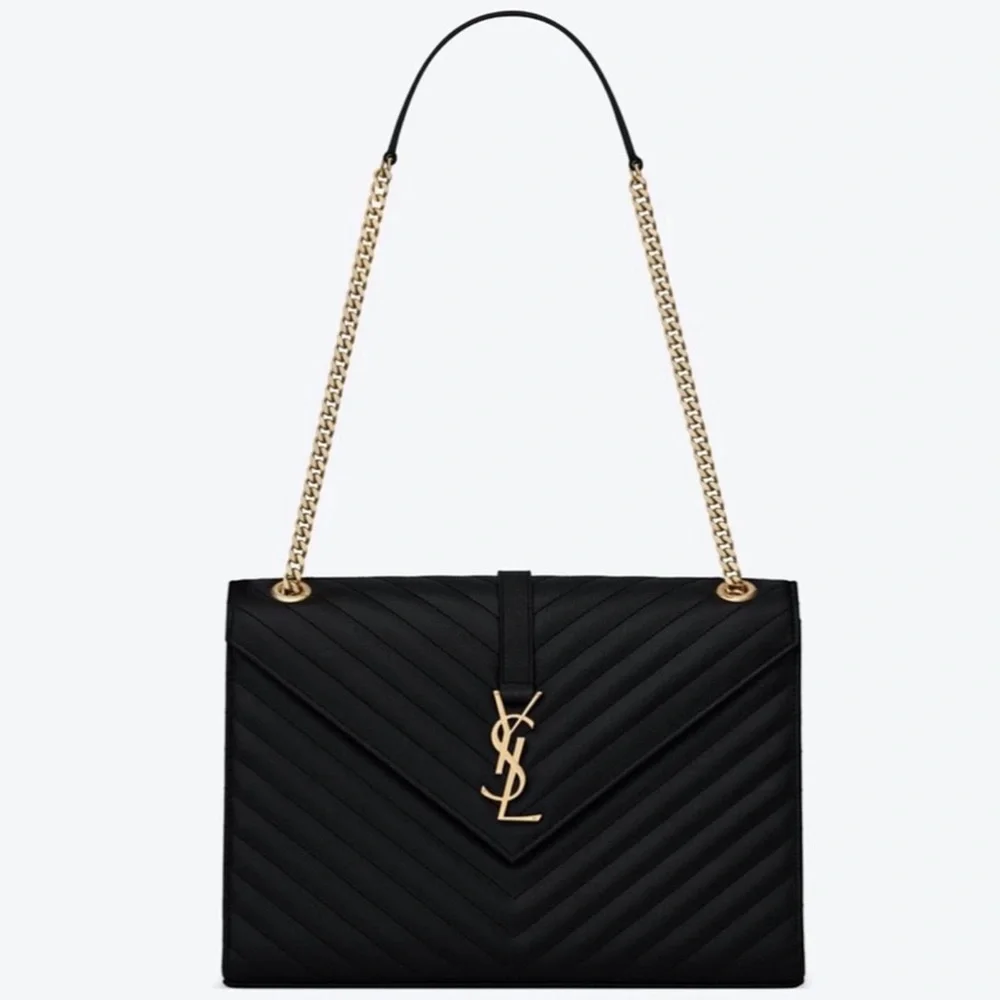MSRP $3,500 NWT BNIB SAINT LAURENT ENVELOPE LARGE BAG MATELASSÉ GRAIN DE POUDRE - Picture 4 of 16
